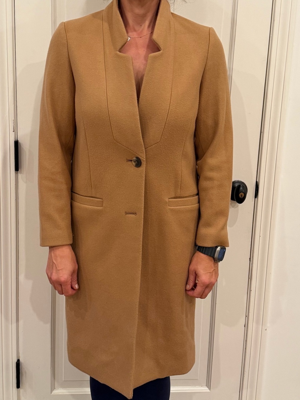 Old Navy Camel Single-Button Long Wool-Blend Coat